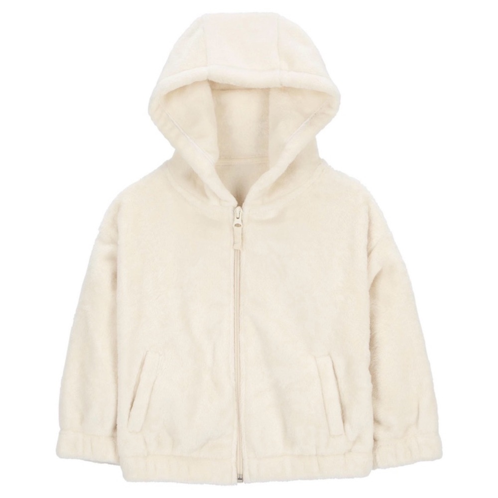 Carter's Toddler Girl White Fleece Hooded Zip Jacket Toddler Size 2T